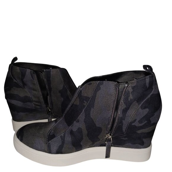 Mia Christie Suede Grey Camo Hidden Wedge Shoe Sneakers Booties Womens Size 10 M - Picture 4 of 15